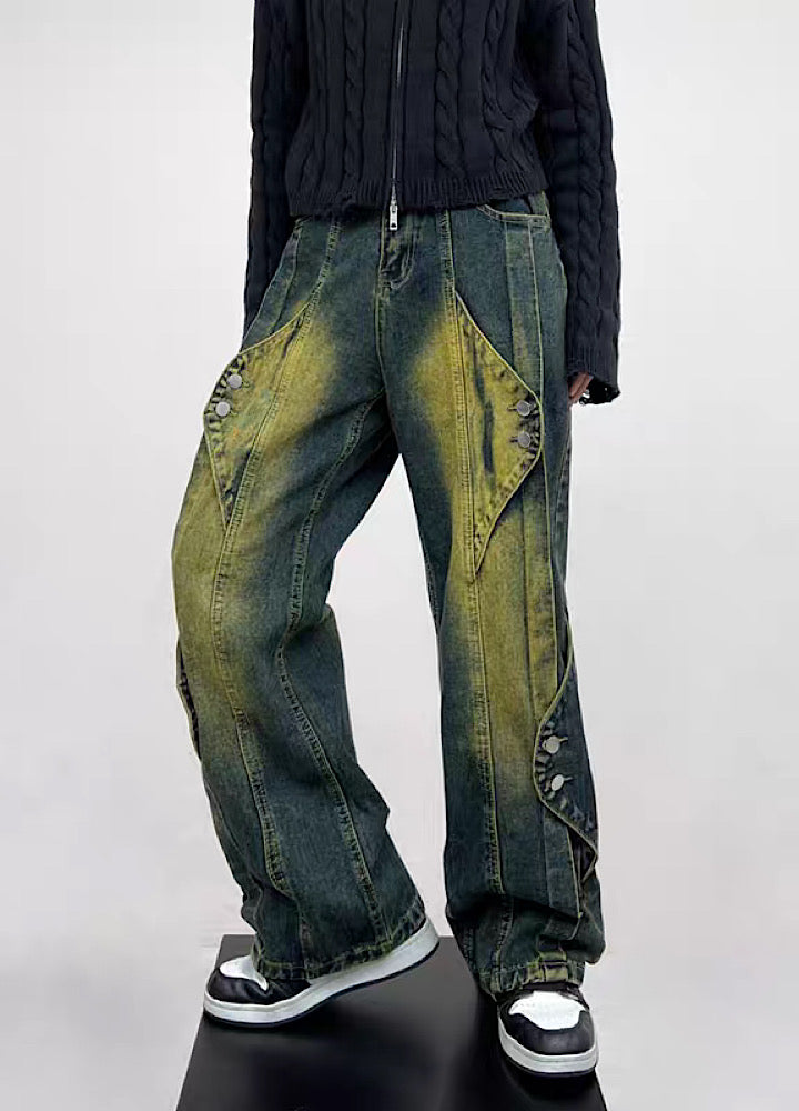 [CEDY] Double patch washed denim pants CD0047