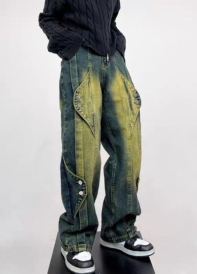 【CEDY】Double patch washed denim pants  CD0047