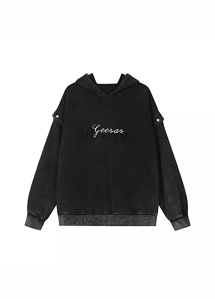 [Eleven shop97] Dull 2WAY patchment gimmick design hoodie ES0007