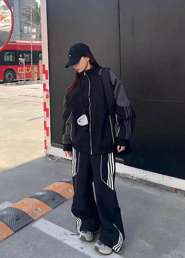 【10/21新作】Color design line pop sporty casual set up  HL3212