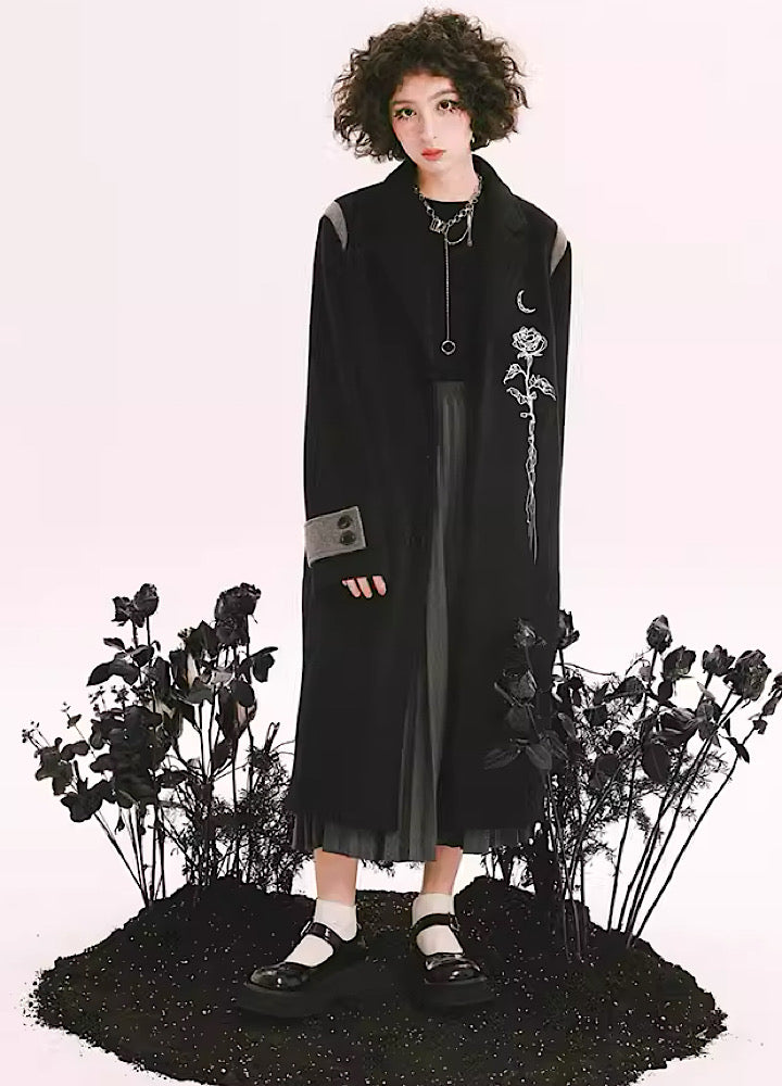 【YEDM】One point white flower black coat  YD0001