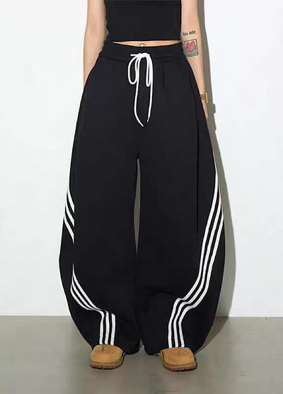 【MICHINNYON】Double-line side design wide balloon casual pants  MY0067