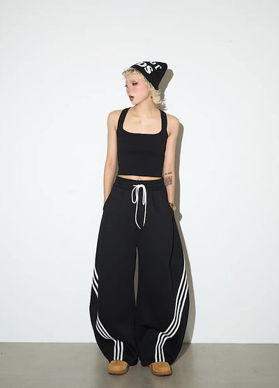 【MICHINNYON】Double-line side design wide balloon casual pants  MY0067