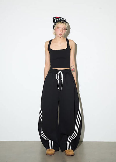 【MICHINNYON】Double-line side design wide balloon casual pants  MY0067