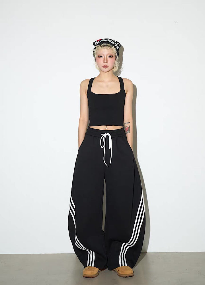 【MICHINNYON】Double-line side design wide balloon casual pants  MY0067