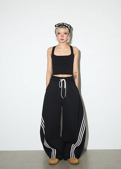 【MICHINNYON】Double-line side design wide balloon casual pants  MY0067