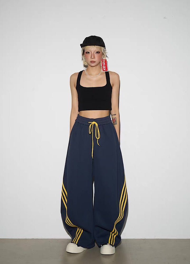 【MICHINNYON】Double-line side design wide balloon casual pants  MY0067