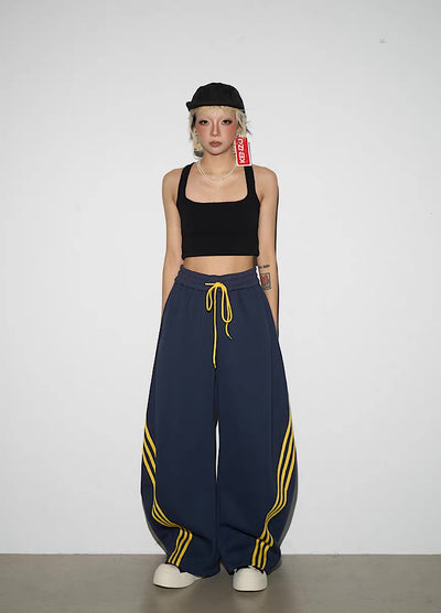 【MICHINNYON】Double-line side design wide balloon casual pants  MY0067
