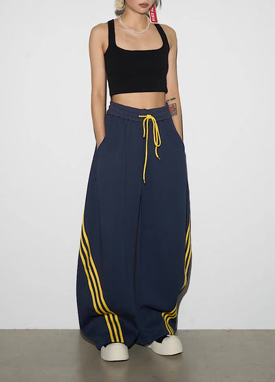 【MICHINNYON】Double-line side design wide balloon casual pants  MY0067