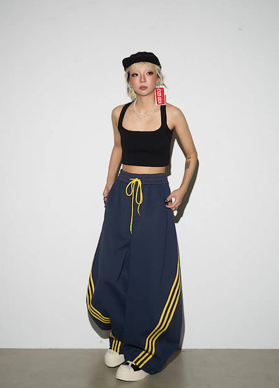 【MICHINNYON】Double-line side design wide balloon casual pants  MY0067