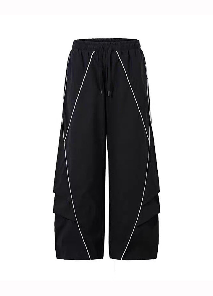 【Blacklists】Regular line design monotone style wide silhouette pants  BL0063