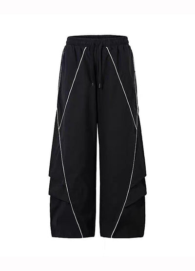 【Blacklists】Regular line design monotone style wide silhouette pants  BL0063