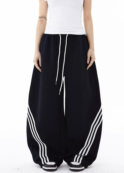 【Blacklists】Basic side line design monochrome wide pants  BL0064