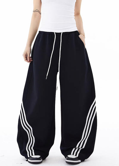 【Blacklists】Basic side line design monochrome wide pants  BL0064