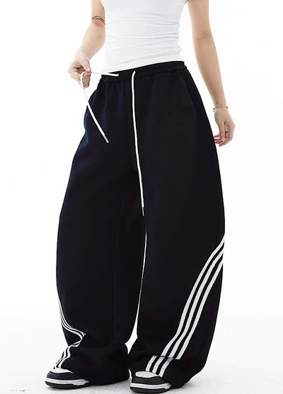 【Blacklists】Basic side line design monochrome wide pants  BL0064