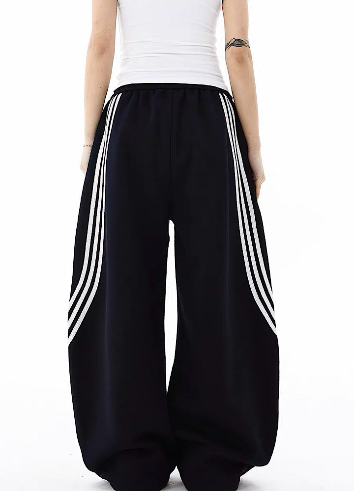 【Blacklists】Basic side line design monochrome wide pants  BL0064