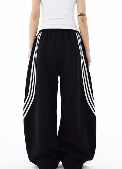 【Blacklists】Basic side line design monochrome wide pants  BL0064