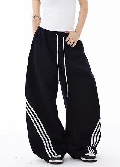 【Blacklists】Basic side line design monochrome wide pants  BL0064