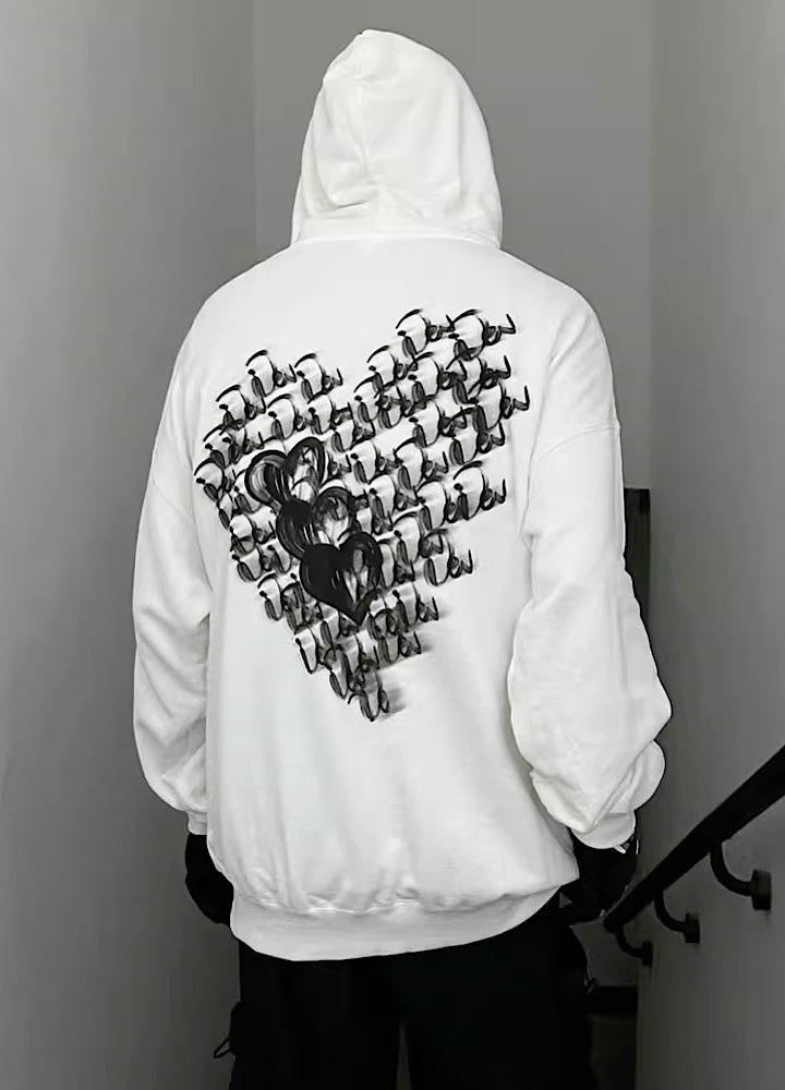 [JEM]Glittering multiple heart design over hoodie JE0027