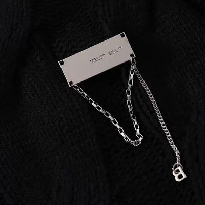 【NIHAOHAO】Simple chain design full-zip distressed cardigan  NH0223