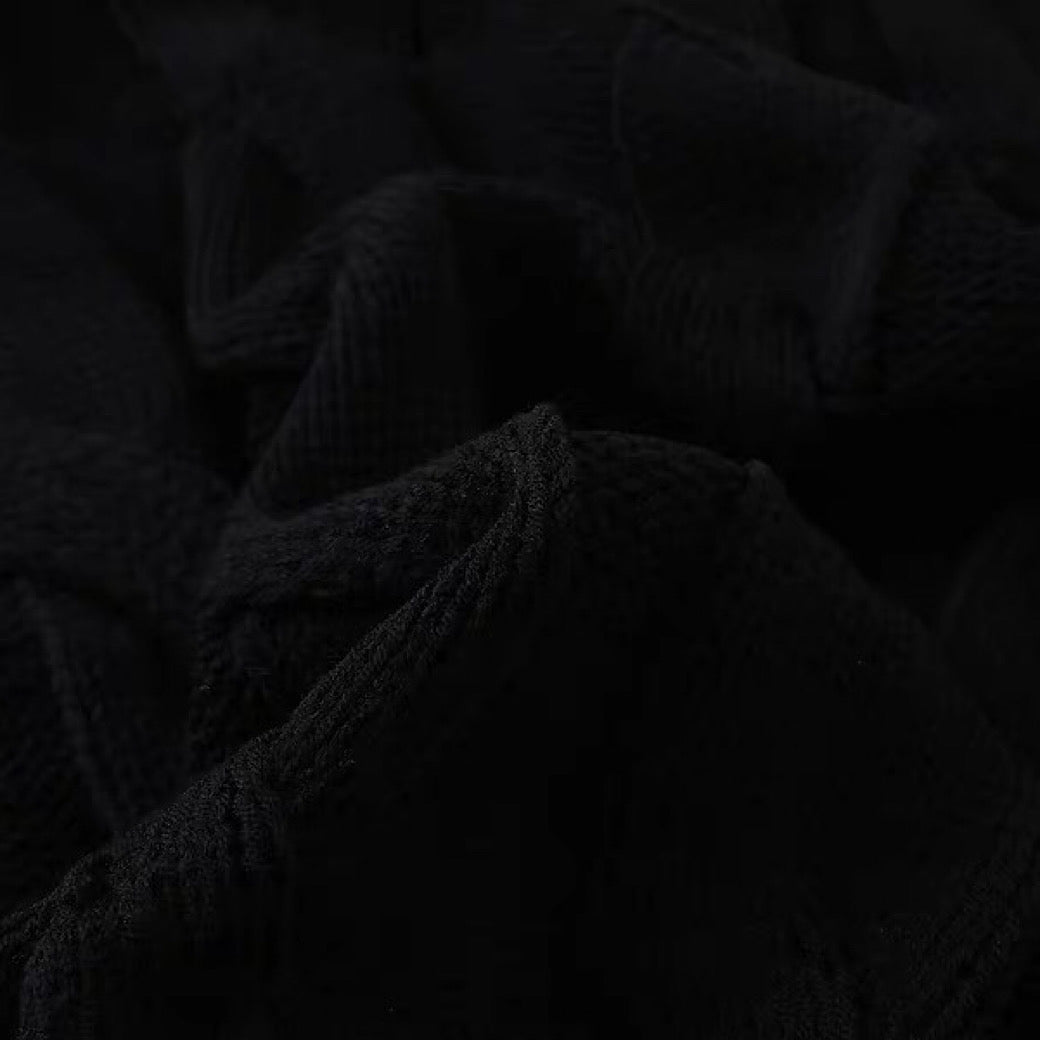 【NIHAOHAO】Simple chain design full-zip distressed cardigan  NH0223