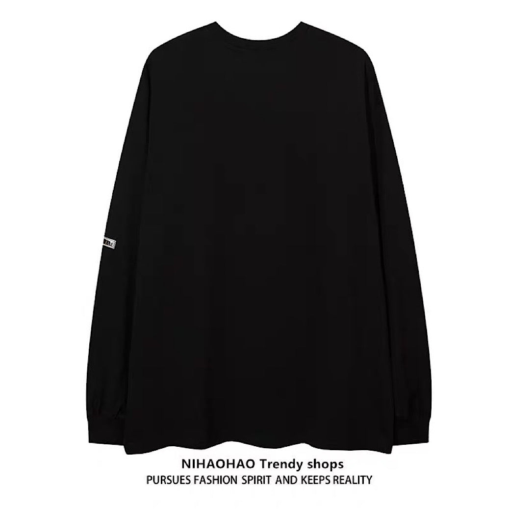 【NIHAOHAO】Front subculture cross dark design oversized silhouette long sleeve T-shirt  NH0224