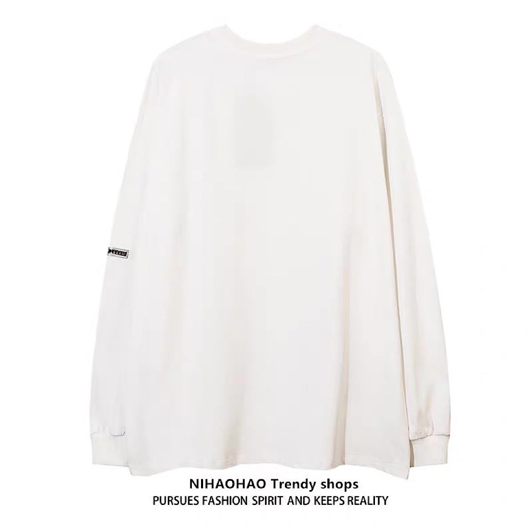 【NIHAOHAO】Front subculture cross dark design oversized silhouette long sleeve T-shirt  NH0224