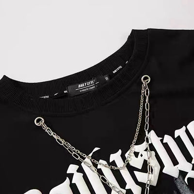 【NIHAOHAO】Front subculture cross dark design oversized silhouette long sleeve T-shirt  NH0224