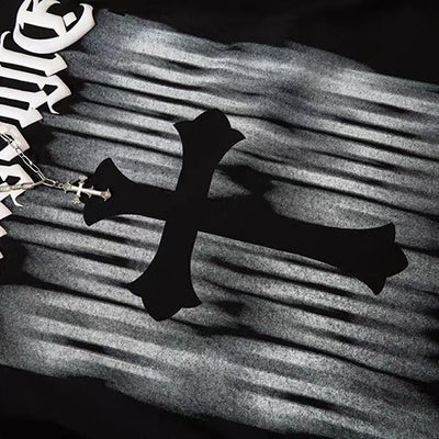 【NIHAOHAO】Front subculture cross dark design oversized silhouette long sleeve T-shirt  NH0224