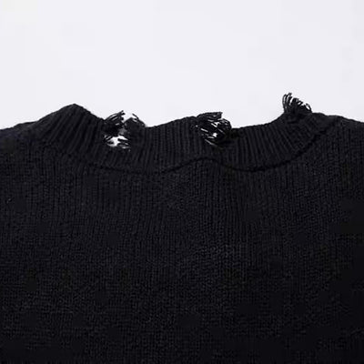 【NIHAOHAO】Random wash and cross design fully distressed knit sweater  NH0225