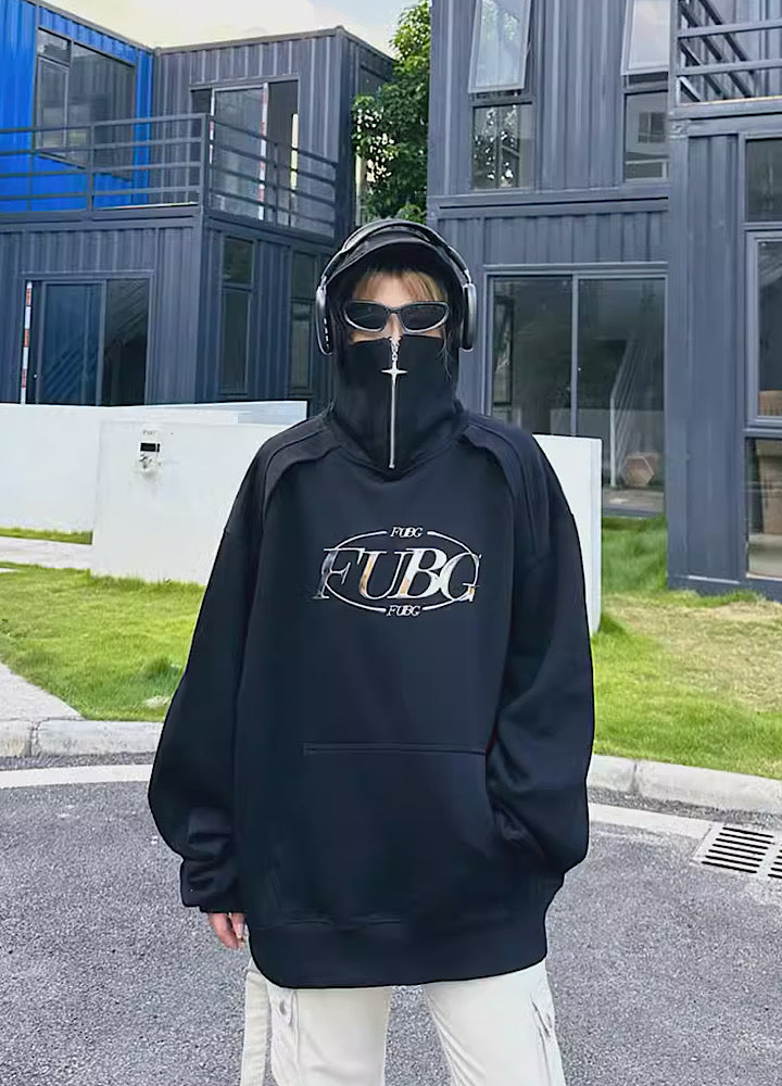 【JEM】Acid futuristic initial design half zip sweater  JE0029