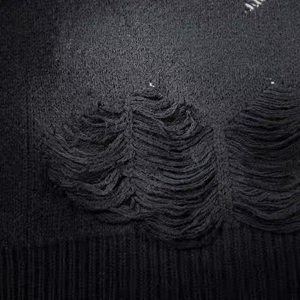 【NIHAOHAO】Random wash and cross design fully distressed knit sweater  NH0225
