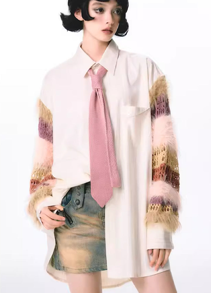 [YEDM] Sleeve fur design special long sleeve shirt YD0006