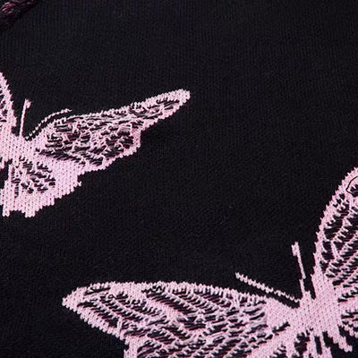 【NIHAOHAO】Random butterfly design fully distressed over-knit sweater  NH0226