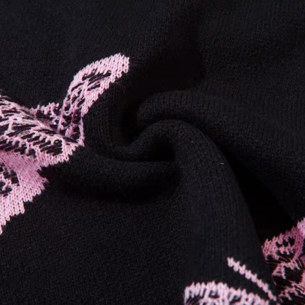【NIHAOHAO】Random butterfly design fully distressed over-knit sweater  NH0226