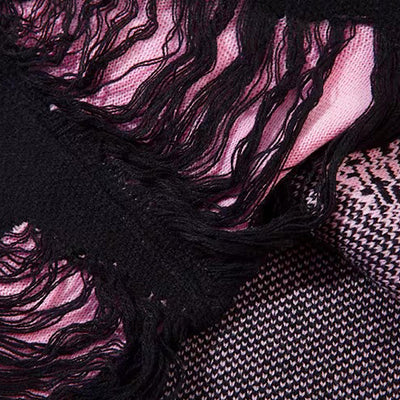 【NIHAOHAO】Random butterfly design fully distressed over-knit sweater  NH0226
