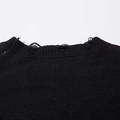 【NIHAOHAO】Random butterfly design fully distressed over-knit sweater  NH0226