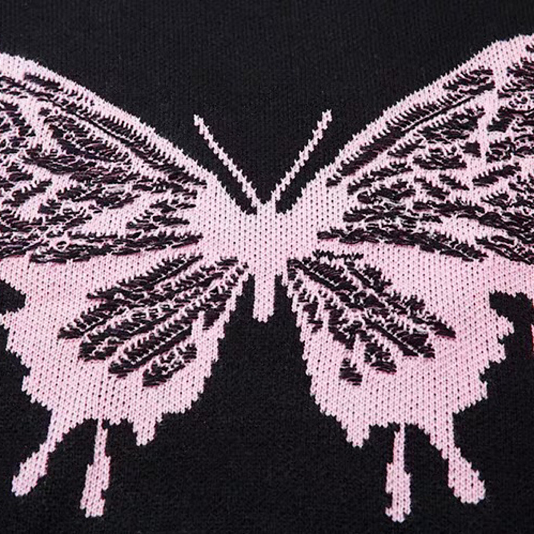 【NIHAOHAO】Random butterfly design fully distressed over-knit sweater  NH0226