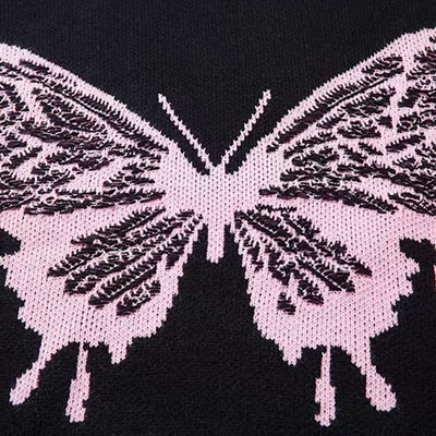 【NIHAOHAO】Random butterfly design fully distressed over-knit sweater  NH0226