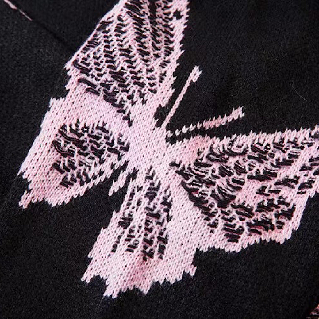 【NIHAOHAO】Random butterfly design fully distressed over-knit sweater  NH0226