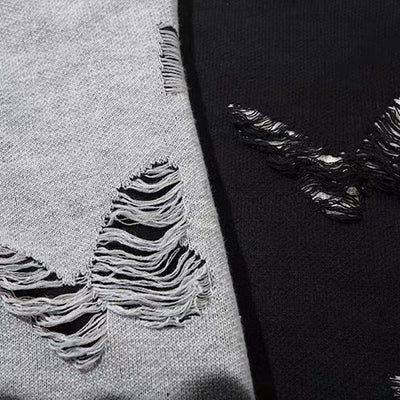 【NIHAOHAO】Multi-butterfly design paint-based washed distressed knit sweater  NH0227