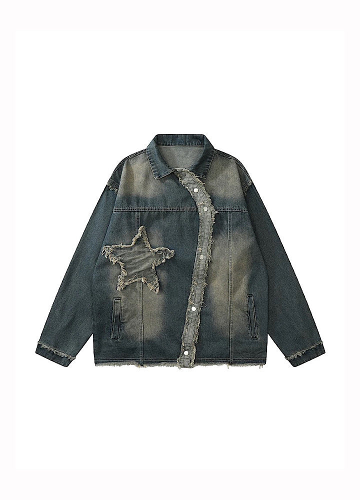 [Eleven shop97] Fully washed wide over silhouette denim jacket ES0013