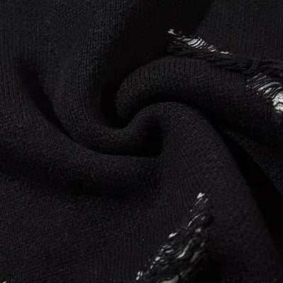 【NIHAOHAO】Multi-butterfly design paint-based washed distressed knit sweater  NH0227