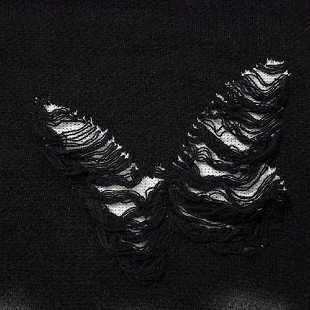 【NIHAOHAO】Multi-butterfly design paint-based washed distressed knit sweater  NH0227