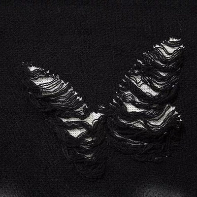 【NIHAOHAO】Multi-butterfly design paint-based washed distressed knit sweater  NH0227