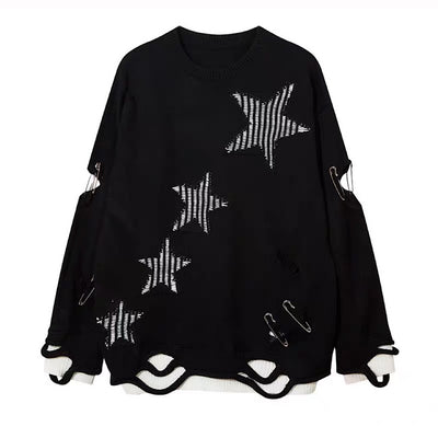 【NIHAOHAO】Layered Base Star Random Design Mid-Duty Knit Sweater  NH0228
