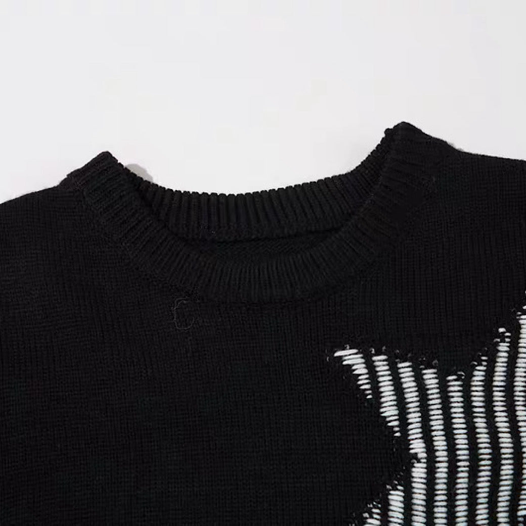 【NIHAOHAO】Layered Base Star Random Design Mid-Duty Knit Sweater  NH0228