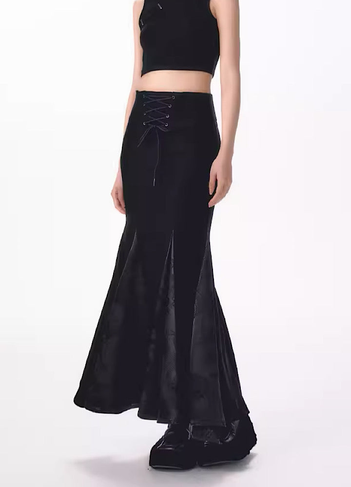 【YEDM】Waist tight silhouette flared mermaid skirt  YD0009
