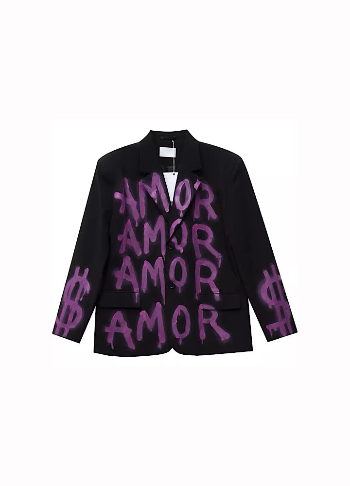 【Sharp Mode】Graffiti style letter paint design wide silhouette jacket  SM0002