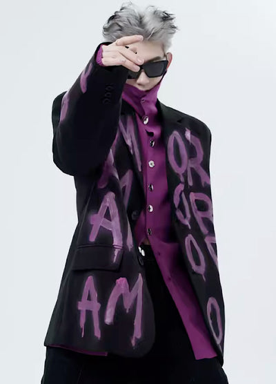【Sharp Mode】Graffiti style letter paint design wide silhouette jacket  SM0002